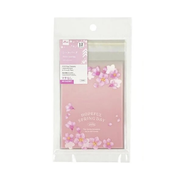 WK0188-1 Bolsa con sello adhesivo (Sakura, 12 unidades, 13 cm × 9.5 cm)