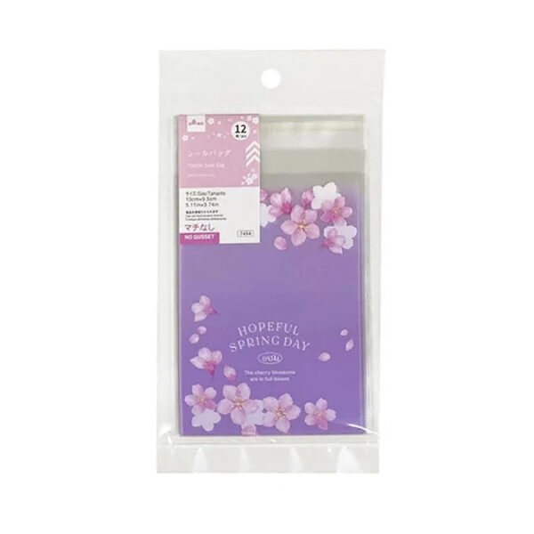 WK0188-2 Bolsa con sello adhesivo (Sakura, 12 unidades, 13 cm × 9.5 cm)